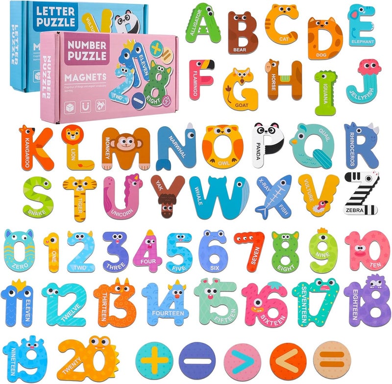 Thboxes Magnetic Letters and Numbers, 52 Pieces Colorful Fridge Magnets for Toddlers 3-5, 26 Uppercase Magnetic Letters 21 Numbers 5 Symbols, for Kids Toddlers Preschool Spelling Learning - Image 1